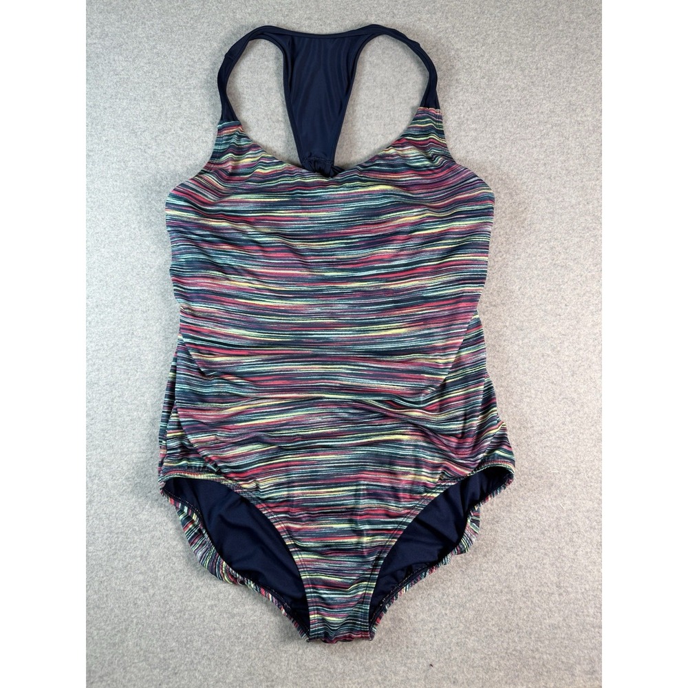 Lands' End Multicolor Striped One Piece Swimsuit
